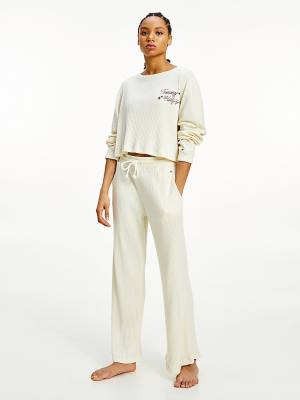 Pyjamas Tommy Hilfiger Rib-Knit Pull-On Bottoms Damskie Białe | TH432EAS