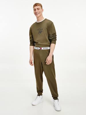 Pyjamas Tommy Hilfiger Tommy 85 Logo Waistband Stretch Joggers Męskie Khaki | TH468SPA