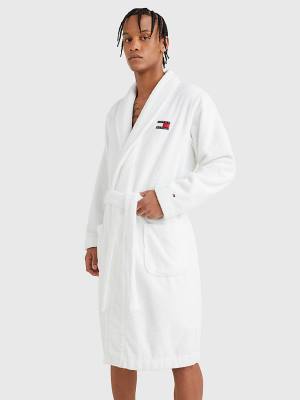 Pyjamas Tommy Hilfiger Tommy 85 Signature Logo Towelling Robe Męskie Białe | TH893GDO