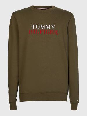 Pyjamas Tommy Hilfiger Ultra Soft Logo Sweatshirt Męskie Khaki | TH593TDE