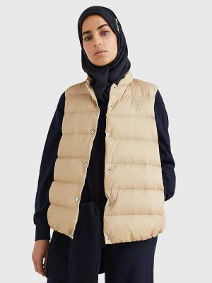 Płaszcze Tommy Hilfiger Chic Down-Filled Vest Damskie Beżowe | TH387FXH