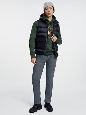 Płaszcze Tommy Hilfiger Contrast Fabric Zakapturzony Vest Męskie Czarne | TH720EIO