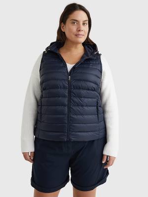 Płaszcze Tommy Hilfiger Curve Down-Filled Quilted Vest Damskie Niebieskie | TH682PCS