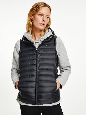 Płaszcze Tommy Hilfiger Down-Filled Quilted Vest Damskie Czarne | TH158ZAC