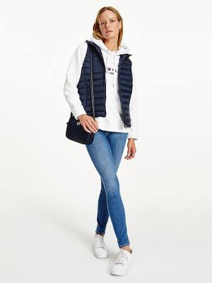 Płaszcze Tommy Hilfiger Down-Filled Quilted Vest Damskie Niebieskie | TH375TSU