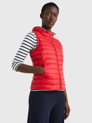 Płaszcze Tommy Hilfiger Essential Removable Hood Down Vest Damskie Czerwone | TH530VZY