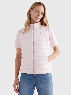 Płaszcze Tommy Hilfiger Essential Removable Hood Down Vest Damskie Różowe | TH579ZLW