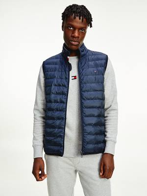 Płaszcze Tommy Hilfiger TH Warm Packable Padded Gilet Męskie Niebieskie | TH527IPL