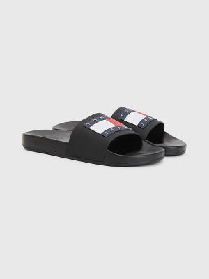 Sandały Tommy Hilfiger Badge Pool Slides Męskie Czarne | TH208XFP