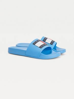 Sandały Tommy Hilfiger Badge Slides Damskie Niebieskie | TH695XKT