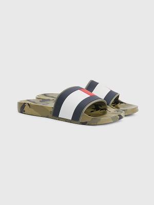 Sandały Tommy Hilfiger Camo Print Flag Pool Slides Męskie Niebieskie | TH578BLU