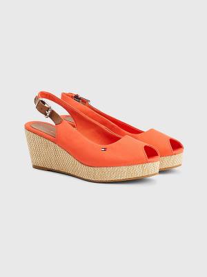 Sandały Tommy Hilfiger Iconic Bez Pięty Espadryle Wedges Damskie Czerwone | TH152QUA