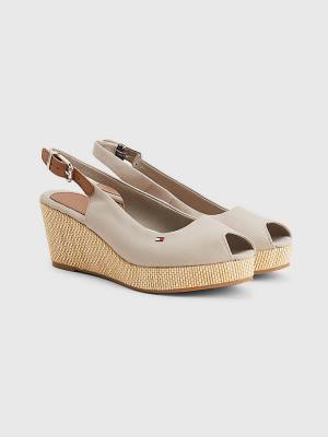 Sandały Tommy Hilfiger Iconic Bez Pięty Espadryle Wedges Damskie Beżowe | TH632ZTG