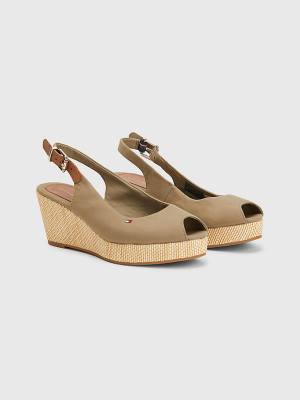 Sandały Tommy Hilfiger Iconic Bez Pięty Espadryle Wedges Damskie Brązowe | TH759NQF