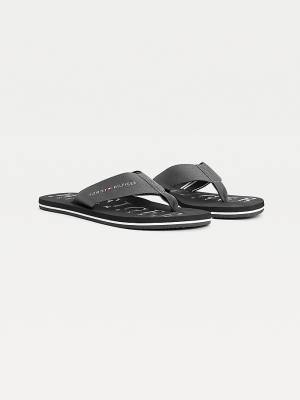 Sandały Tommy Hilfiger Logo Flip-Flops Męskie Czarne | TH527JXG