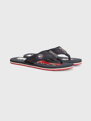 Sandały Tommy Hilfiger Logo Patch Flip-Flops Męskie Niebieskie | TH862LDA