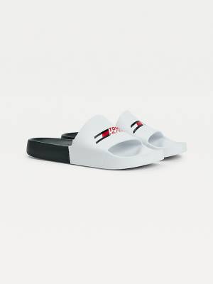 Sandały Tommy Hilfiger Sportowe Colour-Blocked Pool Slides Męskie Białe | TH729AKL