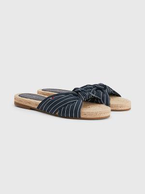 Sandały Tommy Hilfiger Stripe Espadryle Płaskie Damskie Niebieskie | TH628YVJ