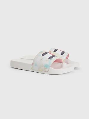 Sandały Tommy Hilfiger Tie-Dye Slides Damskie Białe | TH318CZV