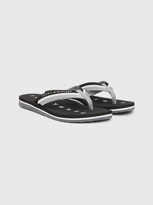 Sandały Tommy Hilfiger Webbing Beach Damskie Czarne | TH781SME