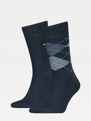 Skarpety Tommy Hilfiger 2-Pack Argyle Mix Męskie Niebieskie | TH865GCR