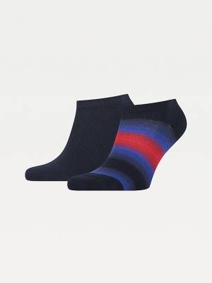 Skarpety Tommy Hilfiger 2-Pack Baja Stripe Trainer Męskie Niebieskie | TH802HLX