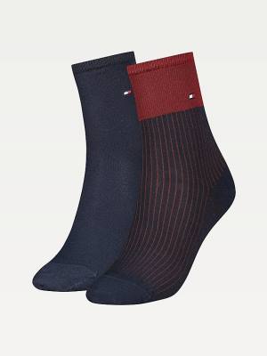 Skarpety Tommy Hilfiger 2-Pack Colour-Blocked Ankle Damskie Niebieskie | TH498RCE