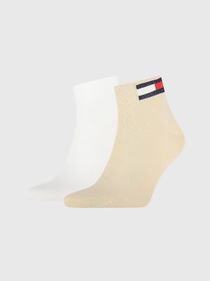 Skarpety Tommy Hilfiger 2-Pack Flag Ankle Męskie Beżowe | TH984FZO