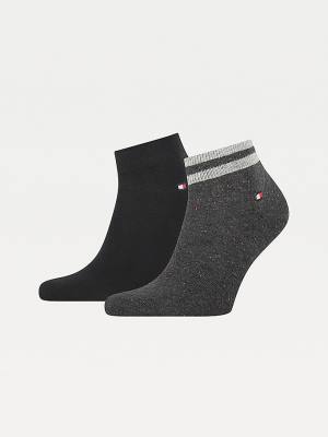 Skarpety Tommy Hilfiger 2-Pack Neppy Ankle-Length Męskie Czarne | TH723XFS