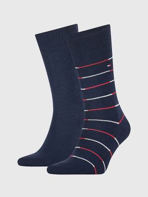 Skarpety Tommy Hilfiger 2-Pack Stripe Męskie Niebieskie | TH254KPD