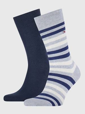 Skarpety Tommy Hilfiger 2-Pack Stripe Męskie Niebieskie | TH609RGX