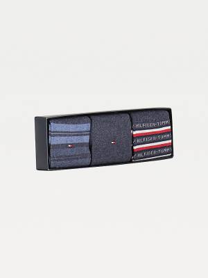 Skarpety Tommy Hilfiger 3-Pack Gift Box Stripe Męskie Niebieskie | TH932UTW