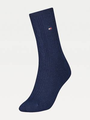 Skarpety Tommy Hilfiger Cable Knit Wool Cashmere Boot Damskie Niebieskie | TH645VIR