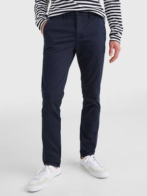 Spodnie Tommy Hilfiger 1985 Essential Bleecker Slim Fit Chinos Męskie Niebieskie | TH385OBM