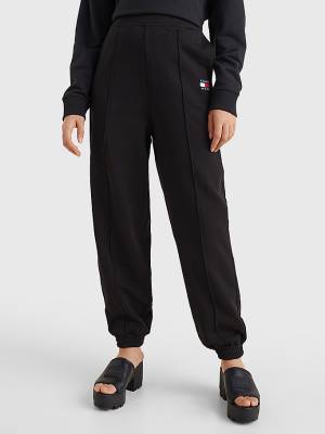 Spodnie Tommy Hilfiger Badge Relaxed Fit Cuffed Joggers Damskie Czarne | TH648QCS