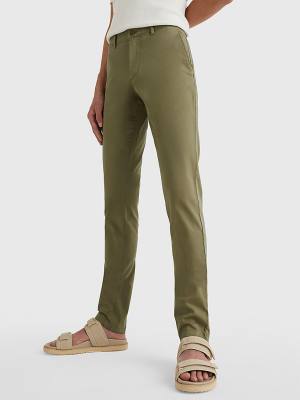 Spodnie Tommy Hilfiger Bleecker Satin Slim Fit Chinos Męskie Brązowe | TH174DKH