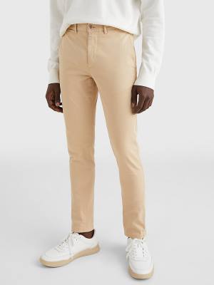 Spodnie Tommy Hilfiger Bleecker Satin Slim Fit Chinos Męskie Beżowe | TH341WZX