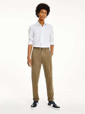 Spodnie Tommy Hilfiger Bleecker Satin Slim Fit Chinos Męskie Brązowe | TH384DKN