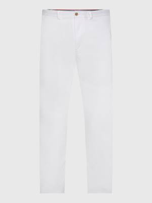 Spodnie Tommy Hilfiger Bleecker Satin Slim Fit Chinos Męskie Białe | TH639YUH