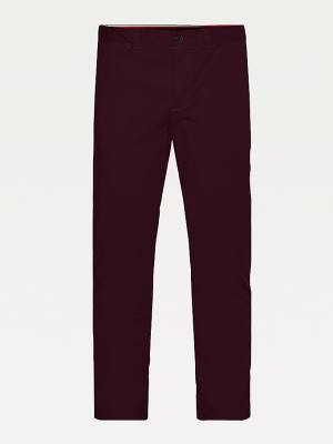 Spodnie Tommy Hilfiger Bleecker Satin Slim Fit Chinos Męskie Czerwone | TH732CAU