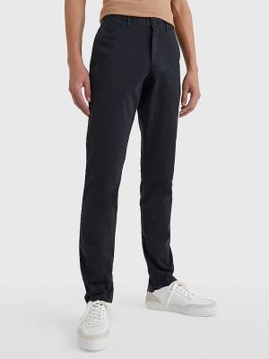 Spodnie Tommy Hilfiger Bleecker Satin Slim Fit Chinos Męskie Czarne | TH756BFV