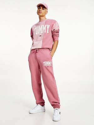 Spodnie Tommy Hilfiger College Organic Bawełniane Blend Joggers Męskie Różowe | TH369KDU