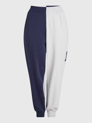 Spodnie Tommy Hilfiger Curve Colour-Blocked Relaxed Joggers Damskie Niebieskie | TH491TEO