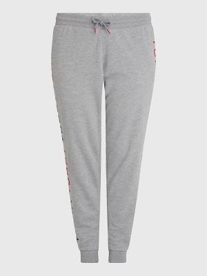 Spodnie Tommy Hilfiger Curve Logo Embroidery Tapered Joggers Damskie Szare | TH236LFN