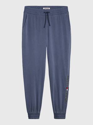 Spodnie Tommy Hilfiger Curve Relaxed Fit Logo Joggers Damskie Niebieskie | TH251YSR