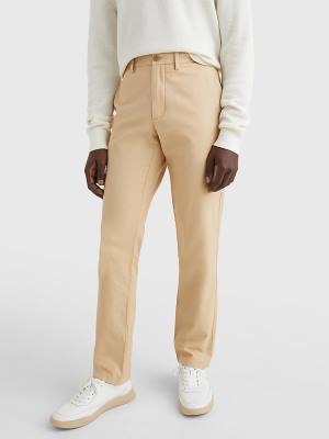 Spodnie Tommy Hilfiger Denton Basket Weave Straight Fit Chinos Męskie Beżowe | TH085MTO