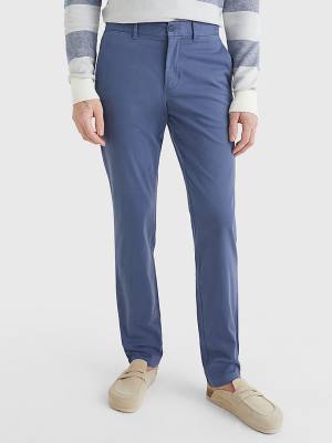 Spodnie Tommy Hilfiger Denton Straight Fit Satin Chinos Męskie Niebieskie | TH036IAE