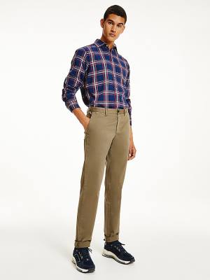 Spodnie Tommy Hilfiger Denton Straight Fit Satin Chinos Męskie Brązowe | TH570NRP