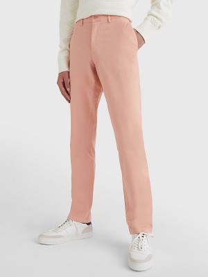 Spodnie Tommy Hilfiger Denton Straight Fit Satin Chinos Męskie Pomarańczowe | TH586NMA