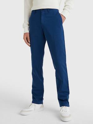 Spodnie Tommy Hilfiger Denton Straight Fit Satin Chinos Męskie Niebieskie | TH647THK